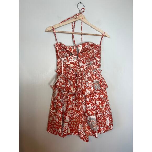 NWT Ulla Johnson Halter Neck Elastic Waist Isidro Romper Orange Blossom Size: 0 - Picture 7 of 10